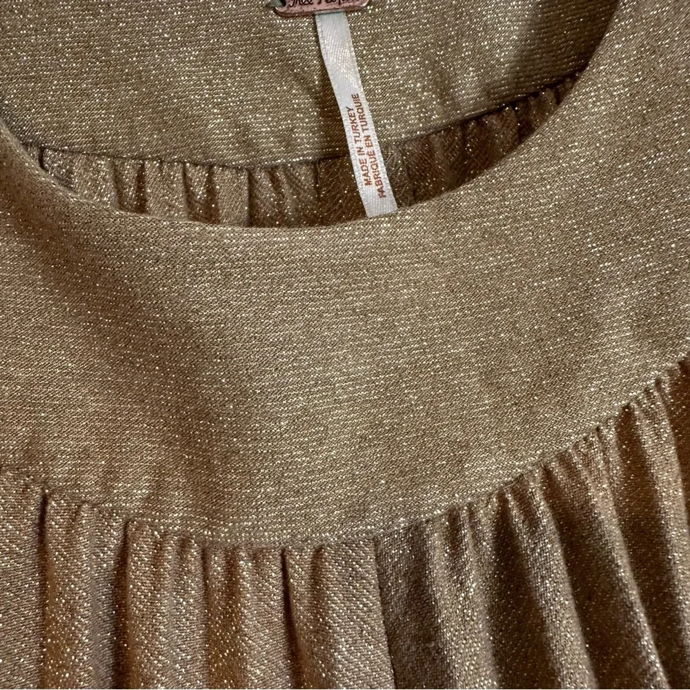 Free People Metallic Shimmer Pleated Mini Love Dress